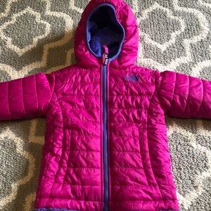 North Face pink and purple reversible toddler coat